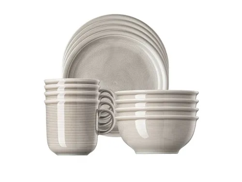 Thomas Porzellan Frühstücks-Set Trend Colour Moon Grey 12tlg - Elegantes 12-teiliges Geschirrset aus hochwertigem Porzellan mit einzigartigem Design. Ideal für stilvolle Frühstücke, bestehend aus Tellern, Schalen und Bechern.