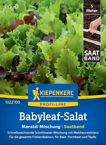 Kiepenkerl Profi-Line Babyleaf-Samen Maraldi Mischung 1022700 - Resistente Salatsamen für gesunde Küche, ideal für Pflücksalat und Kopfsalat, Gemüsesamen für 5 lfd. Meter