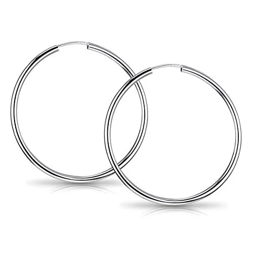 MATERIA Dünne Creolen Ohrringe Echt Silber 925 - 38mm für Damen und Teenager - Ohrringe für Mädchen aus rhodiniertem 925 Echt Silber, anlaufgeschützt und federleicht für den ganzen Tag. Perfektes Geschenk in edler Schmuck-Schachtel.