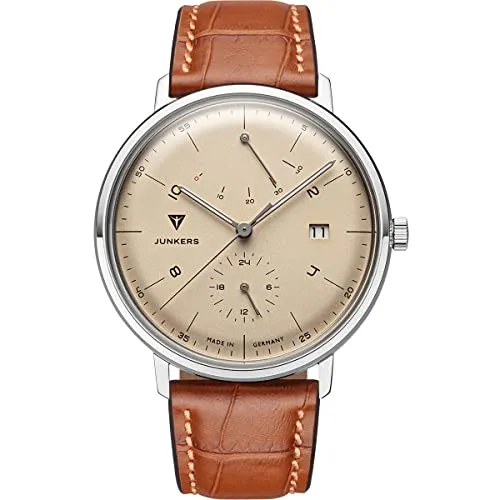 Junkers Bauhaus 41mm Herrenuhr Analog Automatik Gangreserve (41 mm, Beige-braun)