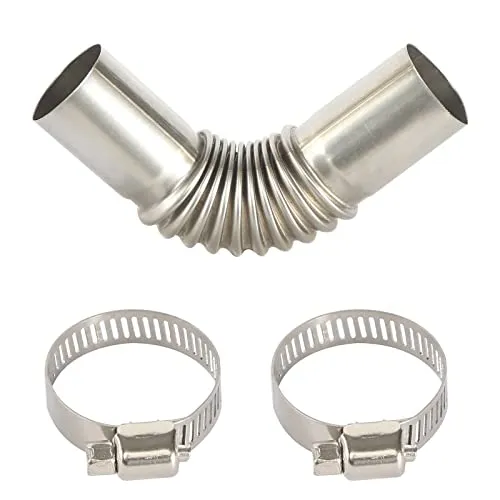 Edelstahl Abgasrohr Winkelverbinder 25MM Auspuffrohr GasEntlüftungsschlauch Edelstahl Standheizung Autoheizung Auspuffrohr mit Zwei Edelstahlklammern für Diesel Heizung (1 Stück)