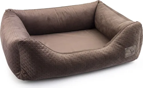 Premium Hundebett Velvet Braun L – 93x77x22 cm | Weiches Sofa für Hunde & Katzen