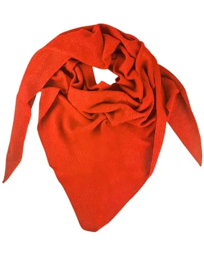 Trachtenland Damen Strick Dreieckstuch XL – 200 x 80 cm – weicher Trachtenschal mit Reiskornmuster – Dirndltuch für Oktoberfest & Trachtenmode – in vielen Farben (Koralle)