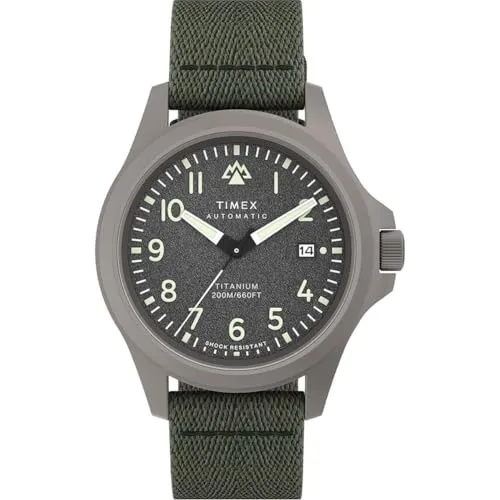Timex Expedition North Titanium Automatic 41mm Uhr TW2V95300 - Herren-Armbanduhr mit 200 m Wasserdichtigkeit, aus leichtem Titan und nachhaltigem Tide Ocean Material – ideal für Abenteuer und den Alltag.