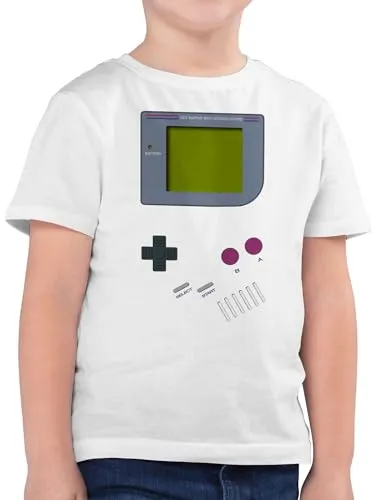Kinder T-Shirt Jungen - Karneval & Fasching - Gameboy | Nerds I 90s I 90iger I Fastnacht I Fasnacht I Fasnet - 152 (12/13 Jahre) - Weiß - 90er Jahre Outfits Faschings Shirt Jeck 90 Tshirt