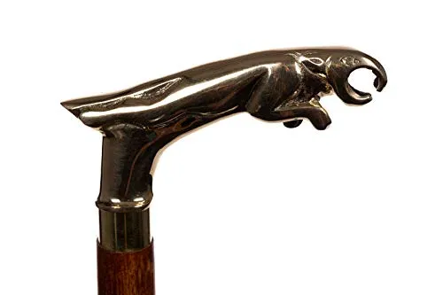 Eleganter Gehstock TM22035 mit Messinggriff Jaguar - Deko-Objekte: Hochwertiger Gehstock mit elegantem Holzdesign und zerlegbarem Schaft in 3 Teilen, ideal für Reisen und stilvolle Spaziergänge.