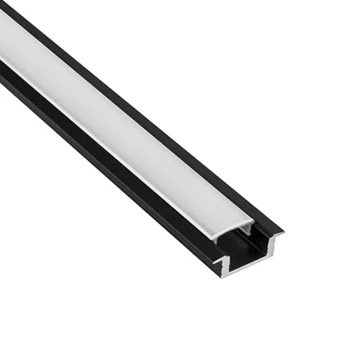 tktrading24 A25 LED Profil Schwarz mit Abdeckung - Premium Einbauprofil - 1m milky
