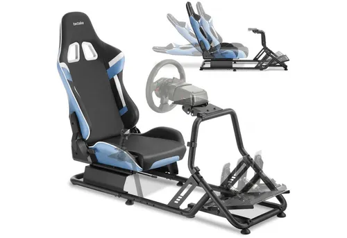 TecTake Gamingstuhl Play - Rennsitz für Konsolen, schwarz/azur - Erlebe das ultimative Sim-Racing mit dem Gamingstuhl Play von tectake! Vielseitig einstellbar, robust und kompatibel mit gängigen Konsolen – für maximalen Komfort und Fahrvergnügen.