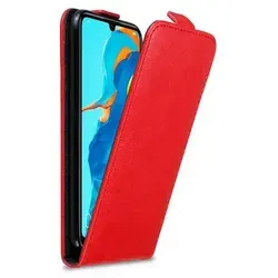 Cadorabo Hülle für Huawei P30 LITE Schutz Hülle in Rot Flip Etui Handyhülle Case Cover