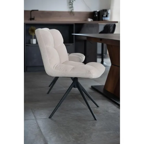 Home Deluxe Esszimmerstuhl Noda, drehbar Samt, 2er Set creme - Eckbänke & Sitzbänke – Um 360 Grad drehbar, pflegeleichtes Polyester und weiche Polsterung für höchsten Sitzkomfort.