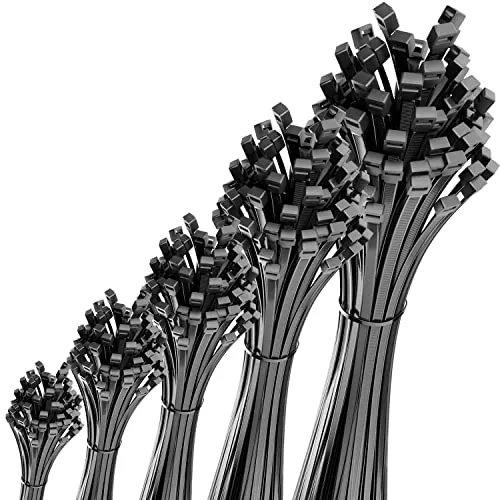 deleyCON 100 Stück Kabelbinder 300 mm x 3,6 mm (30 cm x 0,36 cm) Kunststoff Kabel Binder Kabelhalter Kabelfixierung Sehr hohe Zugkraft und Reißfestigkeit Haushalt & Gewerbe Schwarz