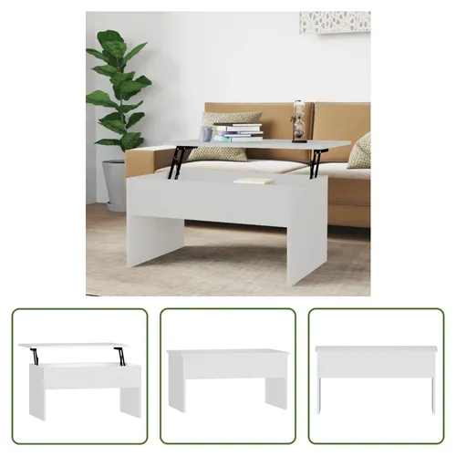 The Living Store Couchtisch Weiß 80x50,5x41,5 cm