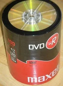 Maxell DVD-R 4.7GB 16x Speed - Cakebox mit 100 Stück - Rohlinge für hochwertige Daten- und Videoarchivierung, mit 16x Schreibgeschwindigkeit für schnelle Aufnahmen.