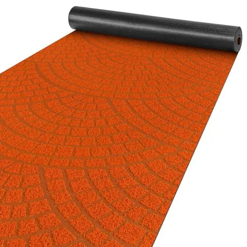 ANRO Teppich Läufer Küchenläufer Küchenteppich Läufer Flur Teppich Velours rutschfest waschbar für Flur, Schlafzimmer, Wohnzimmer, Küche Davis Orange 50 x 180cm
