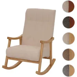 Schaukelstuhl HWC-K10 aus hochwertigem Bouclé-Stoff in beige von Mendler
