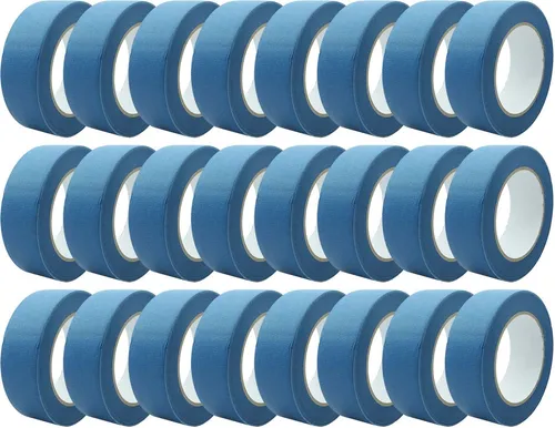 Präzises Feinkreppband Blau 38mm x 50m – 24 Rollen Karton für perfekte Farbkanten - Hochwertiges Feinkreppband für präzise Abdeckarbeiten. Ideal für Innen- und Außenprojekte, UV-beständig und rückstandsfrei entfernbar. 24 Rollen sorgen für ausreichenden Nachschub bei größeren Vorhaben.