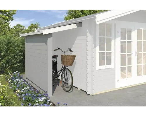 Schleppdach Outdoor Life 90 x 220 cm - lichtgrau - Gartenhäuser mit Seitenwand, robust aus Holz und perfekt für zusätzlichen Schutz im Außenbereich.