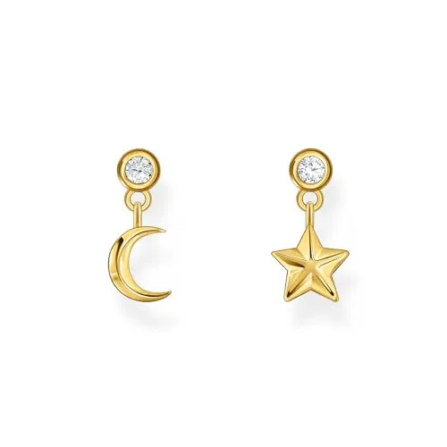 Thomas Sabo Ohrstecker mit Mond- und Stern-Anhänger - Ohrringe für Damen aus 925er Sterlingsilber, vergoldet und perfekt kombinierbar mit anderen Schmuckstücken. Ein ideales Geschenk für besondere Anlässe!