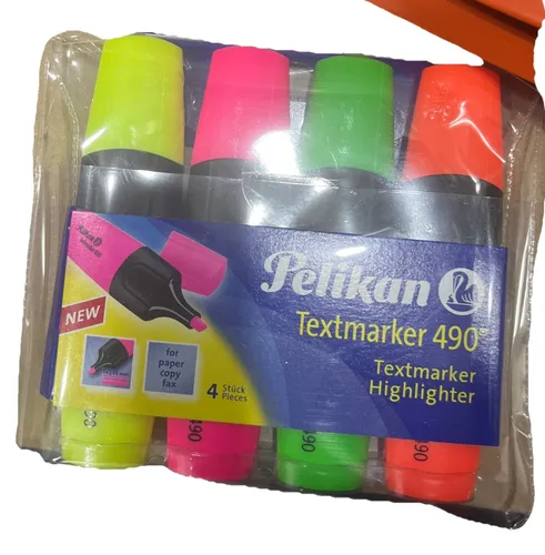 Pelikan 943324 - Textmarker 4er Etui in Gelb, Rosa, Orange, Grün