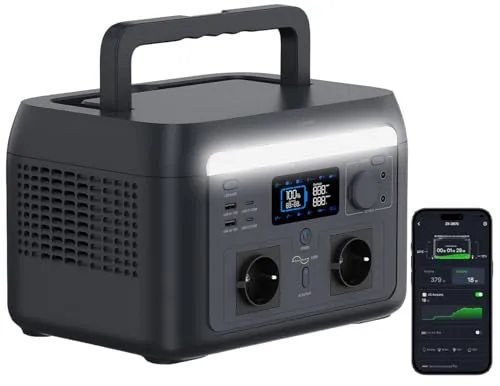 revolt Solar-Anlage: Tragbare Powerstation & Solargenerator 614,4 Wh, USV, App, 1.000 W (Powerbank-Generatoren, Akku sfür Notstrom)