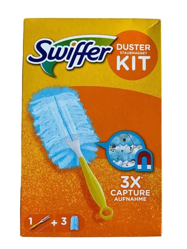 Swiffer Staubmagnet Starterset - Griff + 3 Tücher - STAUBWISCHEN: Effektives Starterset für die gründliche Staubentfernung. Der Swiffer Staubmagnet entfernt Staub, Schmutz und Allergene mühelos und sorgt für ein sauberes Zuhause.