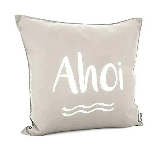 heimtexland ® Outdoorkissen 45x45 Dekokissen Outdoor Garten Lounge Deko Kissen Typ839 Maritim AHOI Sand