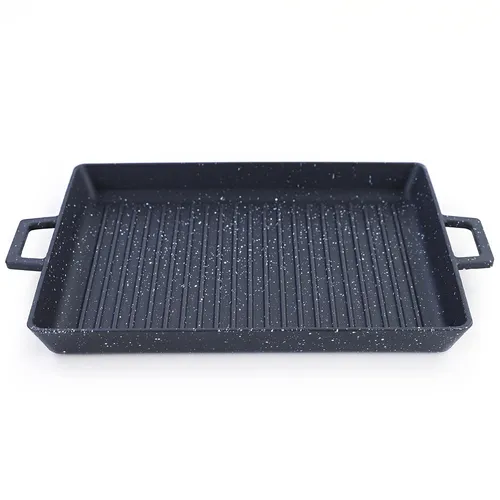 BBQ Grill Pfanne Schale Platte Gusseisen 40x25cm - Robuste Grillpfanne aus Gusseisen, antihaftbeschichtet für gleichmäßiges Grillen und einfache Reinigung, ideal für BBQ-Liebhaber.