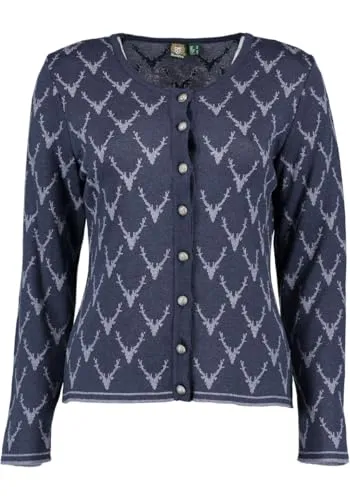 OS Trachten Strickjacke Tailliert lang geschnitten Ewipe, Größe:40, Farbe:Marine