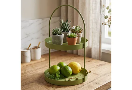 Metall Etagere Grün 2 Etagen H45cm