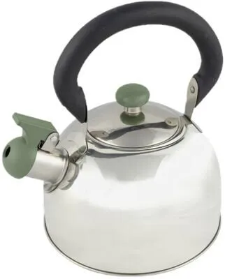 Bo-Camp Teekanne Camping Wasserkocher Trend 2 Flötenkessel - Teekanne aus Edelstahl mit 2,5 L Volumen, ideal für Camping und Outdoor-Aktivitäten. Klappbarer Pfeifdeckel für einfaches Ausgießen und kompakte Aufbewahrung.