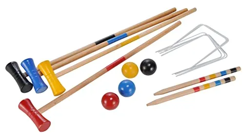 Spetebo Kinder Holz Krocket Set - 4 Spieler Spiel mit Tragetasche - Croquet Set für 4 Spieler, aus robustem Massivholz, inklusive praktischer Tragetasche für einfachen Transport und Aufbewahrung, ideal für Gartenpartys und Familienaktivitäten.