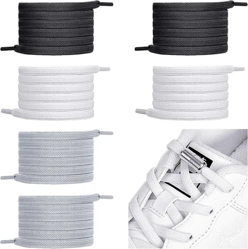 anshuke Schnürsenkel Ohne Binden, 6 Paar Elastische Schnürsenkel mit Metallkapsel, Schnürsenkel Schleifenlose Schuhbänder mit Kapseln, No Tie Shoelaces für Sneaker, Laufschuhe, Sporschuhe