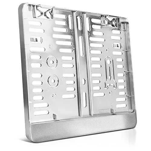 schildEVO Kennzeichenhalter | 250 x 200 mm | Chrom Look mattiert | Motorrad | Roller Quad Anhänger LKW SUV | Silber | DHL-Versand