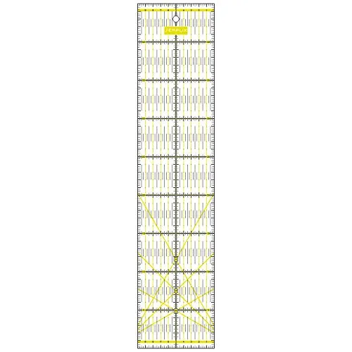 SEMPLIX Patchwork-Lineal Quilt-Lineal, transparent, mit cm Skala und Winkelfunktionen, ideal für Patchwork und zum Basteln, 45 x 10 cm (gelb)