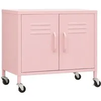 vidaXL Lagerschrank Rosa 60x35x56 cm Stahl - Büroschrank aus robustem Stahl mit verstellbarem Einlegeboden und 4 Rollen, ideal für flexibles und geordnetes Arbeiten.