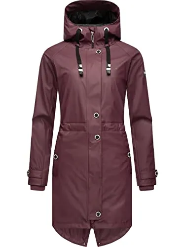 Navahoo Damen Übergangsjacke Rainy Flower Wine M - Wasserdichter Funktionsmantel mit Kapuze, warm gefüttert und ideal für nasskaltes Wetter in der Übergangszeit – perfekt für Outdoor Aktivitäten!