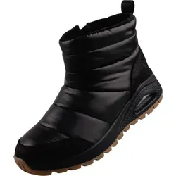 Skechers Uno Rugged Puffer Daze Damen Stiefelette Schwarz - Wanderschuhe mit trendigem Design, weichem Fleecefutter und flexibler Skech-Air-Luftpolster-Zwischensohle für optimalen Komfort bei jedem Schritt.