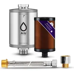 Alb Filter ActivePlus Untertisch Komplett-Set Edelstahl Natur - Wasserfilterkartuschen für Trinkwasser, inkl. hochwertigem Edelstahl Filtergehäuse und Active Wasserfilter Kartusche für beste Wasserqualität ohne Plastik.