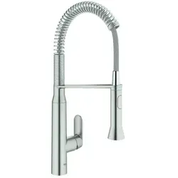 Grohe K7 Medium Einhand-Spültischbatterie mit Profibrause - Supersteel - Armaturen mit mittelhohem Auslauf und ergonomischer Profibrause für maximalen Komfort und Flexibilität in Ihrer Küche.