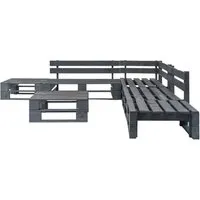 vidaXL 6-tlg. Garten-Sofagarnitur aus Paletten Holz Grau - Gartenmöbel-Set aus kesseldruckimprägniertem Kiefernholz, langlebig und witterungsbeständig. Ideal für entspannte Stunden im Freien mit rustikalem Charme und hohem Komfort.