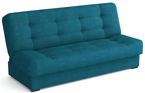 MEBLE-LUX Schlafsofa mit Bettkasten Livia, Schlafcouch 170cm Breit, Sofa mit Schlaffunktion, Federkern, Klappsofa mit Bettfunktion, Zusätzlicher Stauraum, Praktisch und Funktionell, Sofa Blau