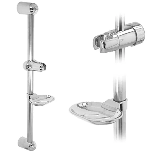 Brausestange Kopfhalter Gleitstange Wandhalterung Ersatz mit Seifenschale 25 mm Durchmesser Polypropylen Chrom