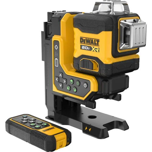 DEWALT 18V MAX 3x360° Linienlaser mit Fernbedienung - Präziser 3x360° Linienlaser für Nivellierungsaufgaben bis 80m (100m mit Empfänger), mit Fernbedienung und 9 Stunden Laufzeit – ideal für Profis im Bauwesen.