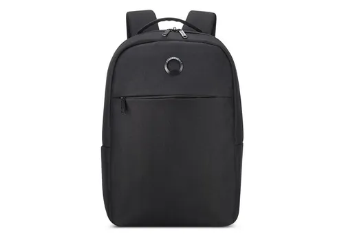 Delsey-Paris Rucksack Citypak, schwarz, 20 Liter - Tagesrucksäcke mit gepolstertem Laptopfach für Geräte bis 15,6 Zoll, ideal für Uni oder Reisen. Aus recyceltem Material mit verstellbaren Gurten.