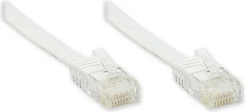 Patchkabel Cat. 5e 10m Flachkabel U/UTP Weiß Slimline