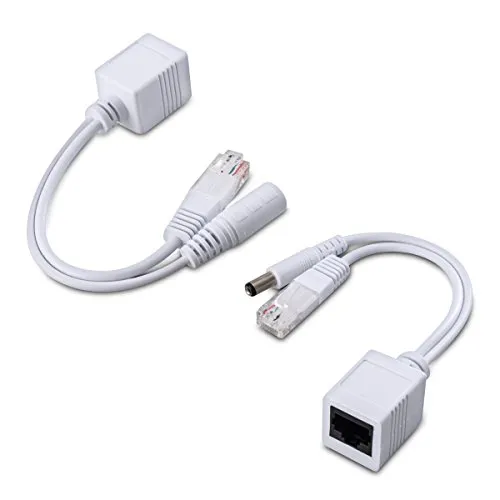 kwmobile Passive Power Over Ethernet PoE Adapter Kabel Set - Injektor + Splitter Kabel für Netzwerk, IP Telefon und IP Kamera