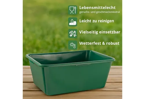 BURI Jagdwanne Wildwanne 90/65/40L - Lebensmittelechte Kunststoffwanne in Grün - Klebeprodukte - Robuste Wildwanne aus HDPE, ideal als Futterwanne oder Pferdetränke, mit praktischem Griffrand für einfaches Tragen.
