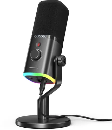 MAONO PD100X XLR-USB Mikrofon für Streaming - Mikrofon mit 50% besseren Klangdetails und doppelter Geräuschunterdrückung, ideal für Gamer, Podcaster und Streamer; anpassbare RGB-Beleuchtung für ein individuelles Setup.