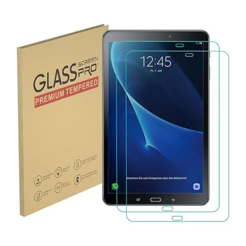 Displayschutzfolie für Samsung Galaxy Tab A 10.1 (S Pen Version SM-P580, SM-P585) Gehärtete Glasfolie, 9H Härte, kratzfest, gehäusefreundlich, blasenfrei (1 Stück)