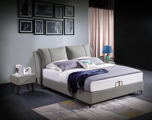 Modernes Schlafzimmer Set mit Bett und 2 Nachttischen - Elegantes 3-teiliges Schlafzimmer Set in Grau. Wasserabweisend und freistehend, ideal für komfortables Wohnen. Maße Bett: 217x206x92 cm, Nachttische: 50x40x44 cm.
